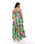 Yours sheered strappy maxi dress in tropical print