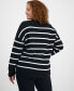 Trendy Plus Size Striped V-Neck Long-Sleeve Sweater, Created for Macy's