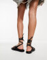 ASRA Exclusive Enzo cross strap sandals with toe loop in black leather