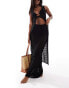 Kaiia crochet knit maxi beach skirt co-ord in black