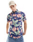 Polo Ralph Lauren floral print short sleeve seersucker shirt classic oversized fit in navy