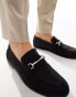 ASOS DESIGN loafers in black faux suede with snaffle detail