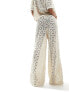 South Beach crochet beach trouser co-ord in cream