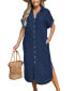 Women's Denim Short Sleeve Button Down Cover Up Dress