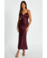 Women's Satin V Neck Slip Maxi Dress