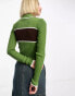 Daisy Street collar detail rib 90s jumper in green