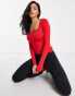 ASOS DESIGN jumper with cut out ruched back detail in red