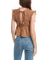 Brook + Lynn V-Neck Blouse Women's Brown S