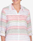 Women's English Garden Stripe Split Sleeve Button Down Shirt