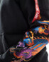 Alpha dragon embriodered back and sleeve print hoodie in black