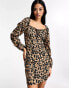 New Look long sleeve mini sweetheart dress in zebra print