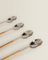 Pack of dessert spoons with wood-effect handles (set of 4)