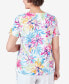 Women's Floral Leaf Side Tie Short Sleeve Tee