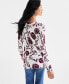 Women's Floral Crewneck Long-Sleeve Sweater, Created for Macy's