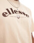 Ellesse Franks chest logo t-shirt in beige