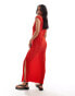 ONLY plisse boat neck maxi dress in red