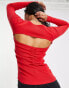 ASOS DESIGN jumper with cut out ruched back detail in red