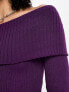 Daisy Street off shoulder fitted jumper in purple knit