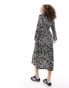 JDY long sleeve midi dress in snake print