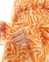 ASOS DESIGN shirred waist blouson tier sleeve maxi dress in orange zebra print