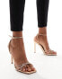 Steve Madden Slayed embellished strap heeled sandals in rose gold