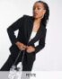 Extro & Vert Petite perfect basic jersey fitted blazer in black co-ord