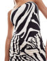 Murci bandeau thigh split maxi dress in zebra print