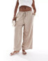 ASOS DESIGN Curve pull on trouser with linen in sand