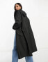 ASOS DESIGN Tall rubberised rain parka coat in black