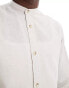 Jack & Jones Premium linen grandad collar shirt in beige