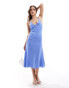 & Other Stories halter neck midi dress with strappy back detail in blue