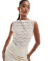 Vila sleeveless lace top co-ord in cream