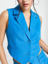 Something New x Emilia Silberg tailored cropped waistcoat co-ord in bright blue