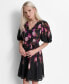 Women's Floral Tie-Waist Balloon-Sleeve Dress