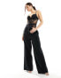 New Look diamonte strap lace bodysuit in black