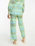 Y.A.S broderie wide leg trouser co-ord in blue and yellow