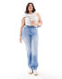 ONLY Curve Sally high waisted flared jeans in bleached light blue