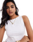 Stradivarius boat neck sleeveless top in white