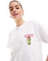 ASOS DESIGN oversized t-shirt with strawberry matcha graphic in white