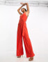 River Island wide leg wrap jumpsuit in orange