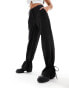 Pieces tie detail wide leg trousers in black