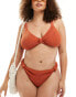 South Beach Curve crinkle high waist bikini bottom in rust