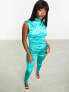 Amy Lynn Elvis disco stretch top in aqua co-ord