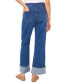 Women's Denim Roll-Cuff Wide-Leg Jeans