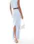 Aria Cove ribbed knit back split maxi skirt co-ord in baby blue