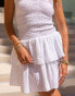 South Beach x Misha Grimes ruched broderie mini beach dress in white