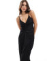 YAS cami maxi dress with ruched front in black - BLACK