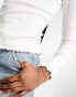 New Look lettuce edge long sleeve top in white