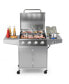 50000BTU 5-Burner Propane Gas Grill with Side Burner and 2 Prep Tables-Silver