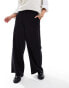 ASOS DESIGN Petite high waist seam detail tailored trousers with linen in black